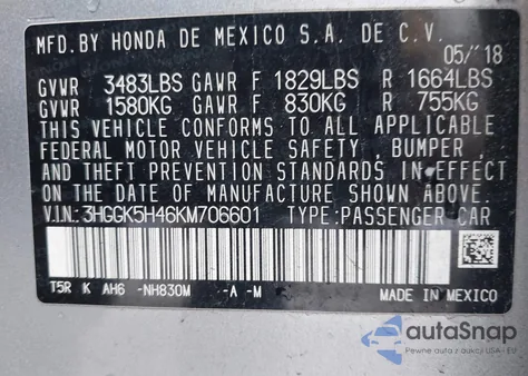 2019 Honda Fit Lx z USA, uszkodzony, nr VIN 3HGGK5H46KM706601